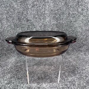 Amber Corning VISION Oval Casserole Dish Grab-It V-14-B & PYREX Lid P-14-C